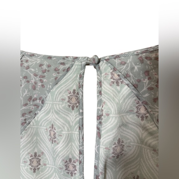 Free People Rolling Hills Print Bell sleeve Boho tunic in Green Comb,Size M - Picture 9 of 10